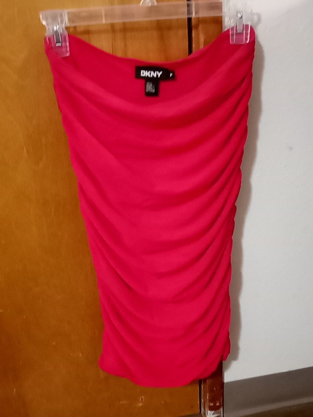 DKNY Hot Pink Ruched Strapless Mini Tube Dress